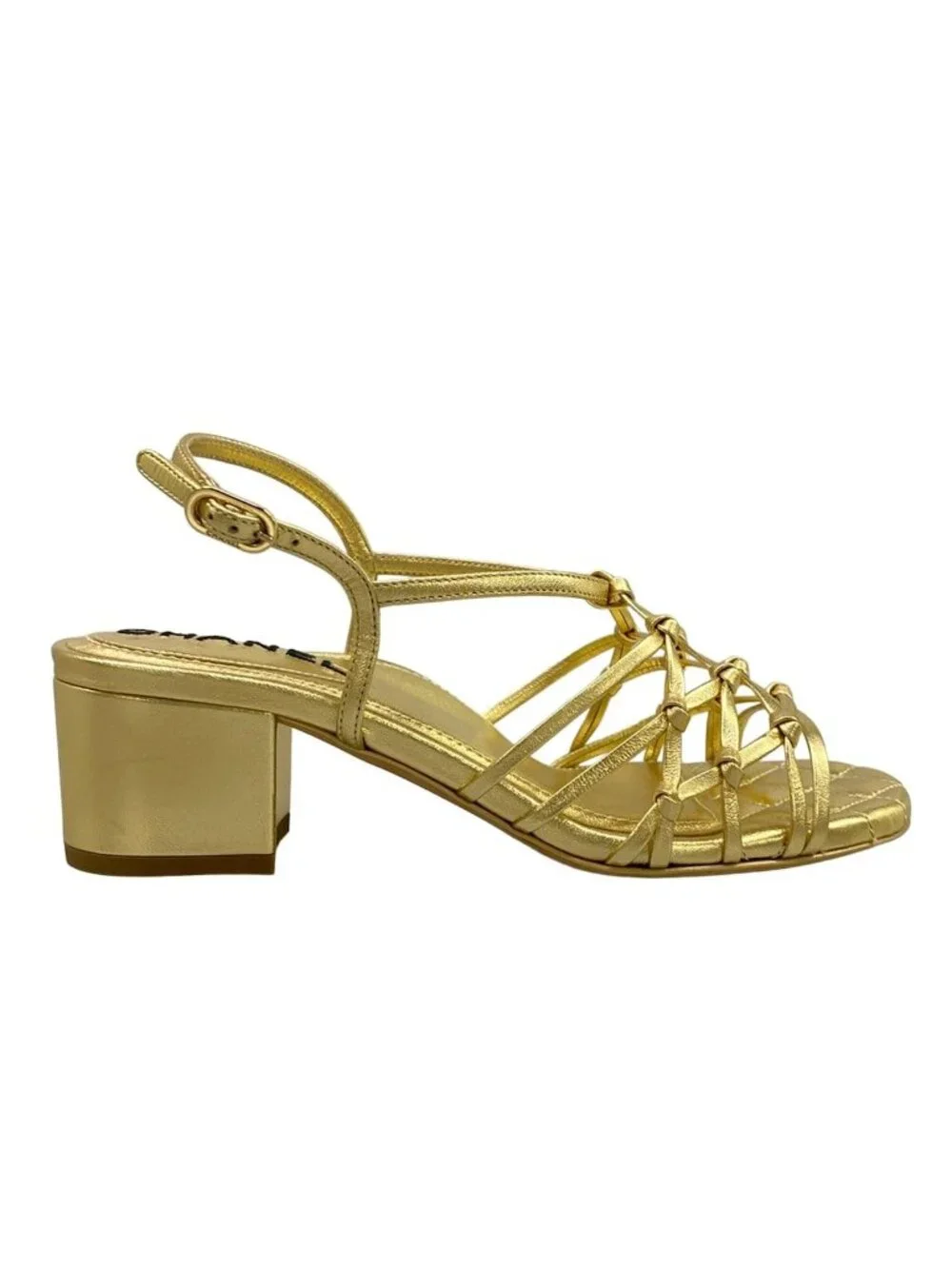 Chanel Sandals Gold CC Logo Quilted Leather